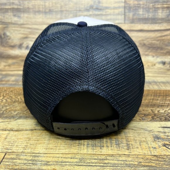 Pabst Blue Ribbon Mens Trucker Hat Navy Snapback Monster Beer Can Retro Logo Cap - Picture 5 of 8